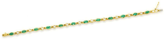 Foto 1 - Smaragd Navetten und Brillanten in Gelbgold-Armband 14K, R6767