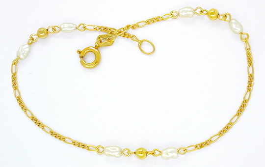 Foto 1 - Gelbgold-Armband mit schönen Biwa Perlen! Neu! Okkasion, S0879