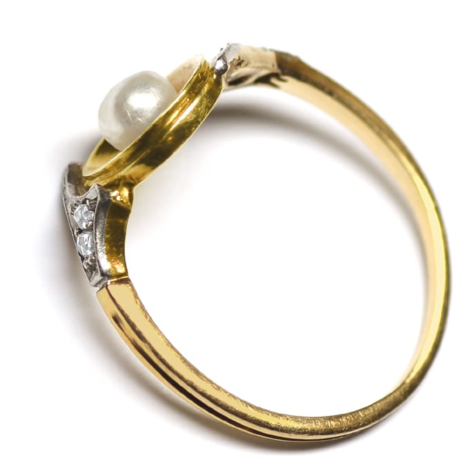 Foto 3 - Antiker Damenring Diamanten und Perle in Gold und Platin, S2445