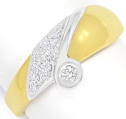 Foto 1 - Ring mit 0,155 ct Brillanten in Gelbgold und Weißgold, S3244